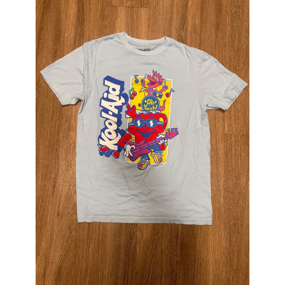 Kool-Aid Man Rock & Roll Graphic T-Shirt Mens Medium Light Blue Oh Yeah‎ 2023